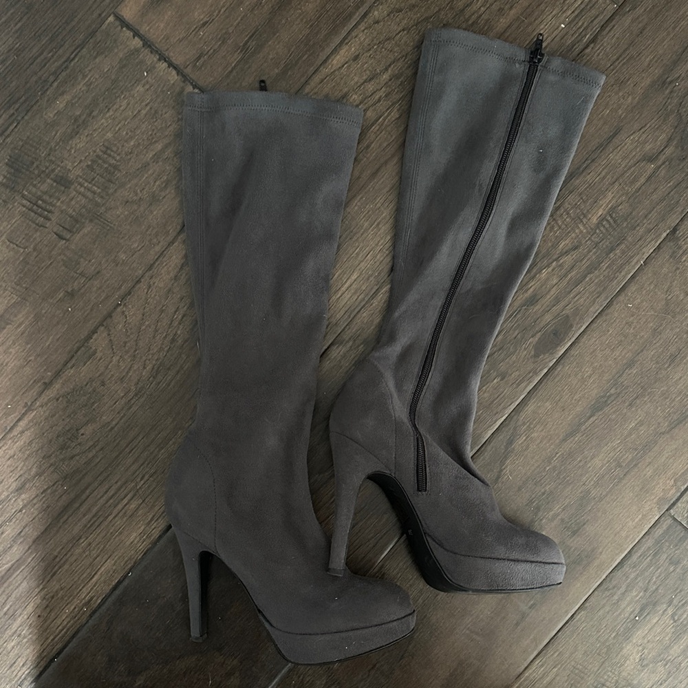 ALDO Suede Fitted Knee High Heeled Boot